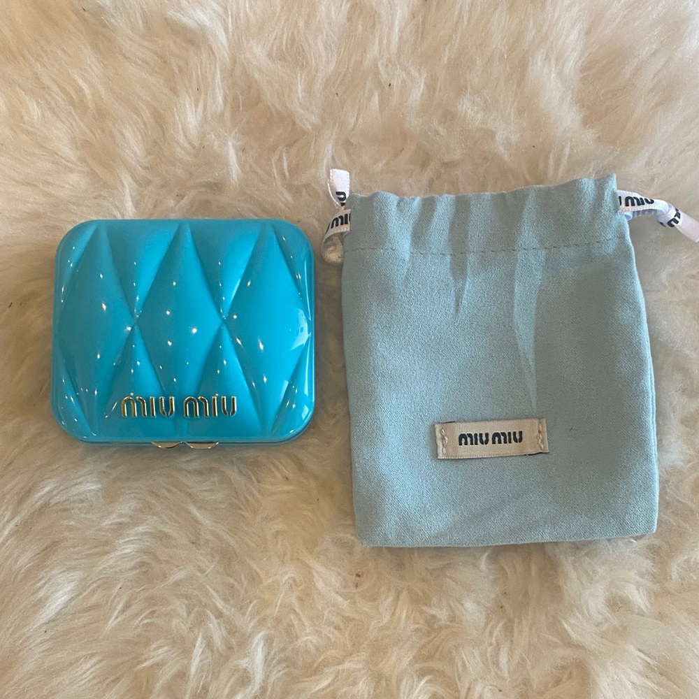 Miu Miu Tiffany Blue Mirror with Quilted Case with Pouch